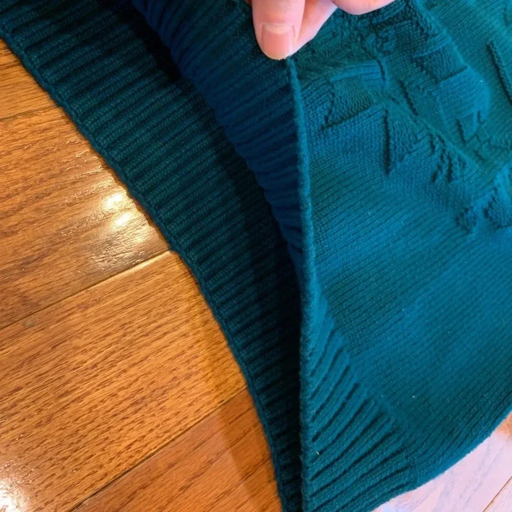 Vintage 90s Eddie Bauer Mens Large 100% Cotton Knit Dad Sweater Green